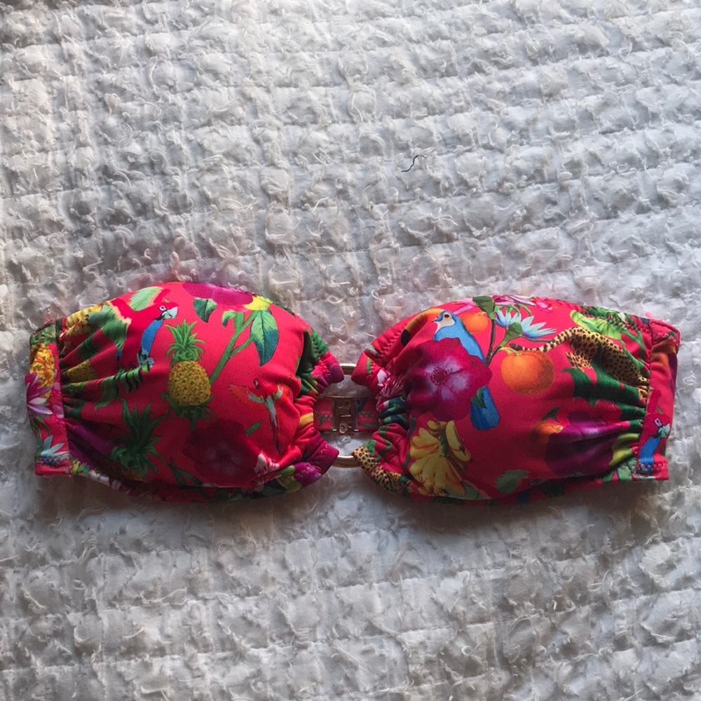 Tropical, strapless, size 8 bikini top